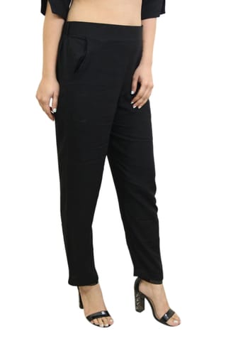 Solid Black Rayon Pants