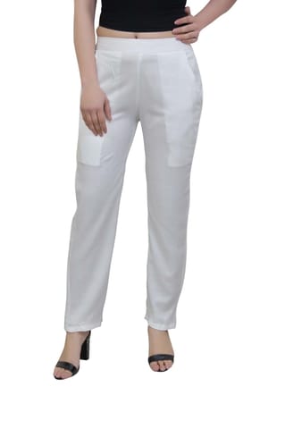 Solid White Rayon Pants