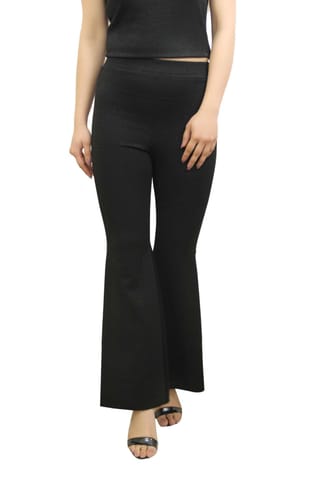 Solid Black Bell Bottom Pants