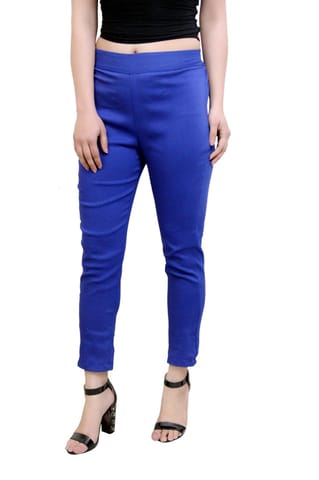 Blue Color Cotton Cigarette Pants