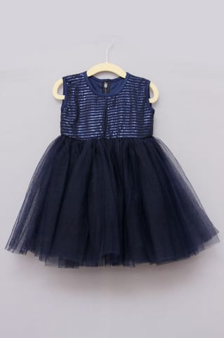 Navy Blue Sequin Party Dress