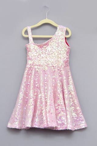 Pink Sequin One Shoulder Dress