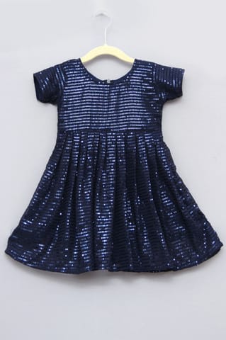 Dark Blue Short Sleeves Dress