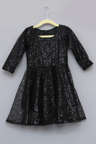 Black Light Sequin Party Dress