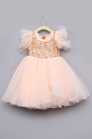 Light Peach Sequin Party Dress