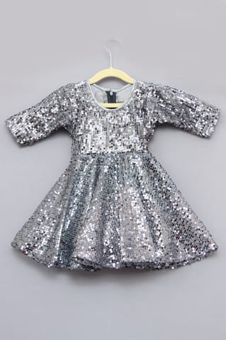 Grey Heavy Sequin Party Dress