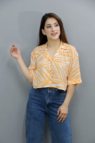 Orange Printed Summer Shirt