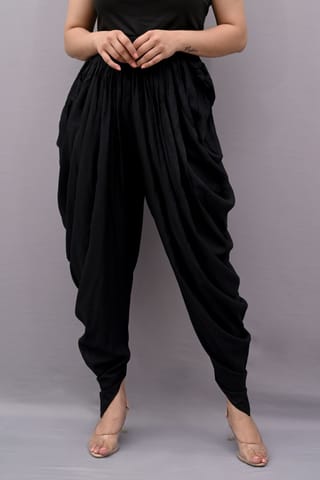 Solid Black Dhoti Pants