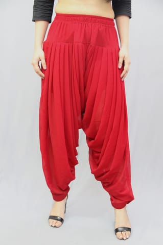 Georgette Red Dhoti Pants Pant