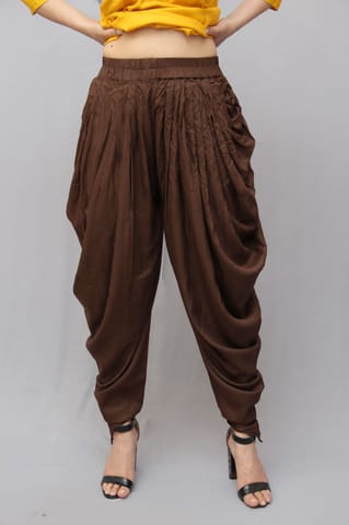 Solid Brown Dhoti Pants