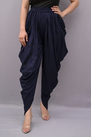 Solid Navy Blue Dhoti Pants