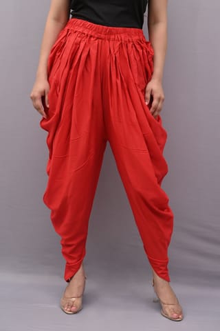 Solid Red Dhoti Pants